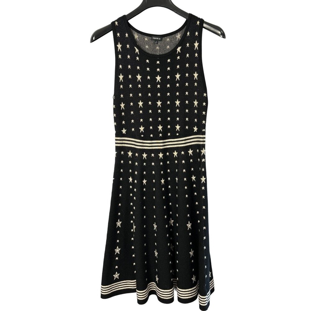 torrid Black Knit Midi Dress with Metallic White Star Motif
